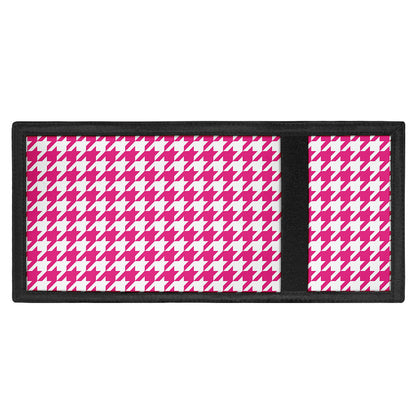 Hot Pink And White Houndstooth Print Trifold Wallet