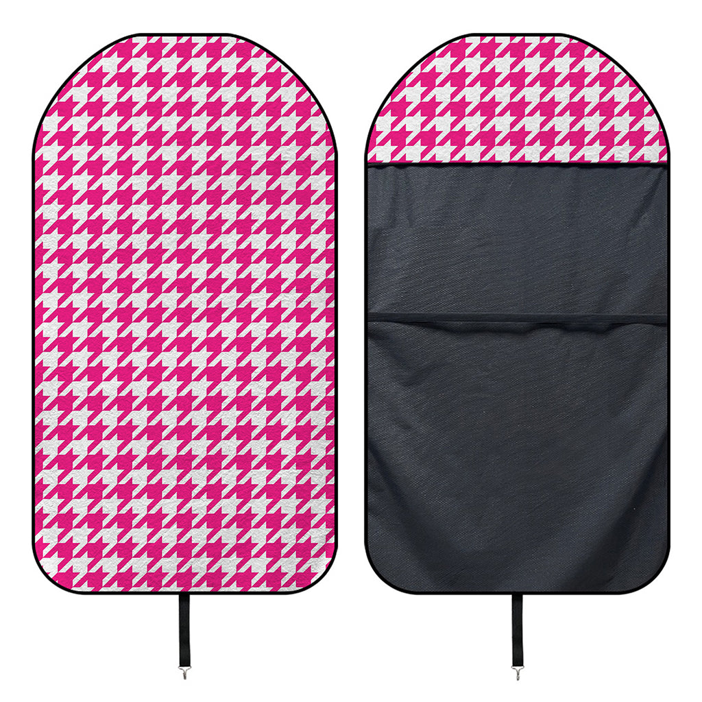 Hot Pink And White Houndstooth Print Waterproof Car Seat Cover