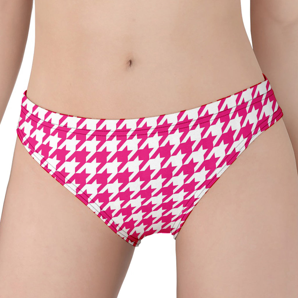 Hot Pink And White Houndstooth Print Women's Panties