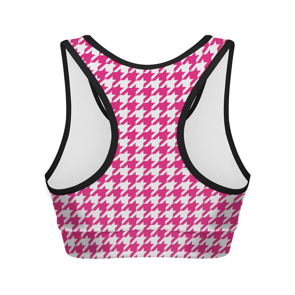 Black & White Houndstooth Print Sports Bra  Sports bra, Printed sports bra,  Pink sports bra