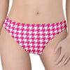 Hot Pink And White Houndstooth Print Women's Thong