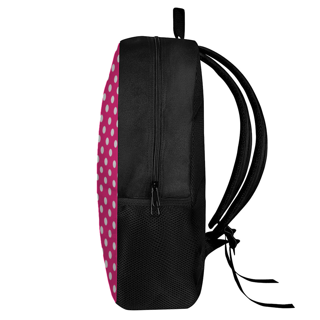 Hot Pink And White Polka Dot Print 17 Inch Backpack