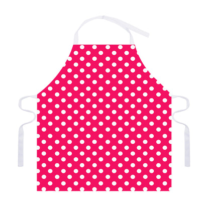 Hot Pink And White Polka Dot Print Adjustable Apron