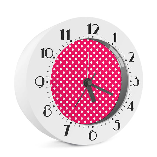 Hot Pink And White Polka Dot Print Alarm Clock