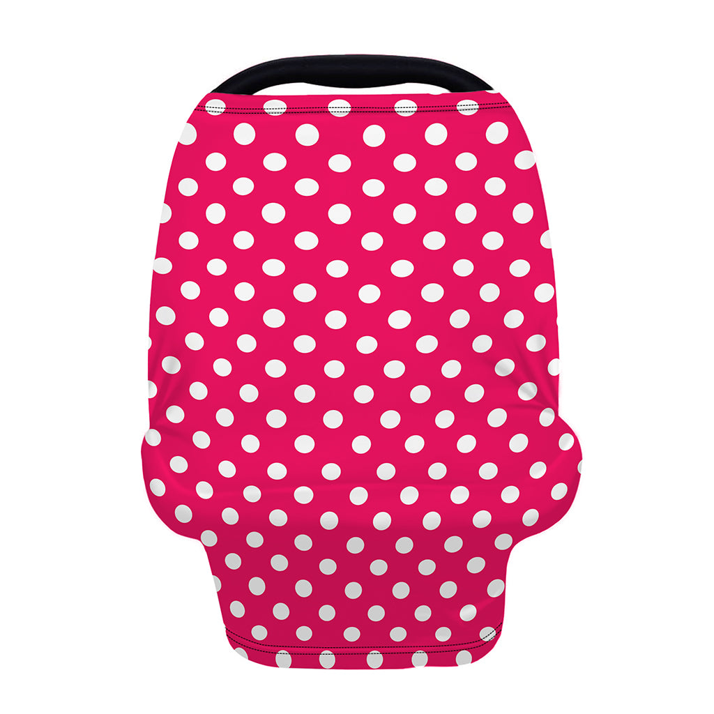 Hot Pink And White Polka Dot Print Baby Seat Cover