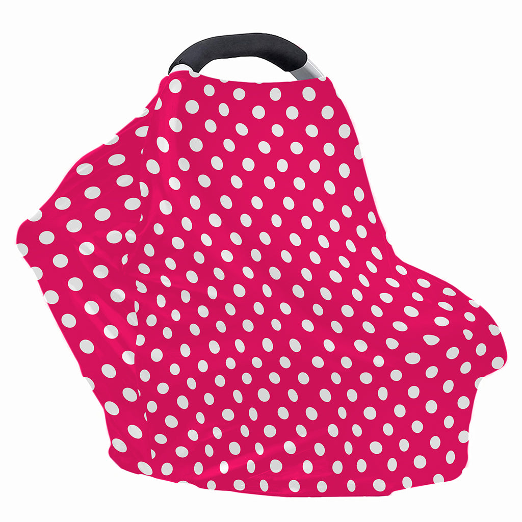 Hot Pink And White Polka Dot Print Baby Seat Cover