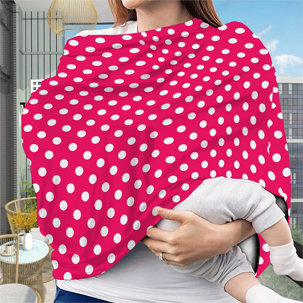Hot Pink And White Polka Dot Print Baby Seat Cover