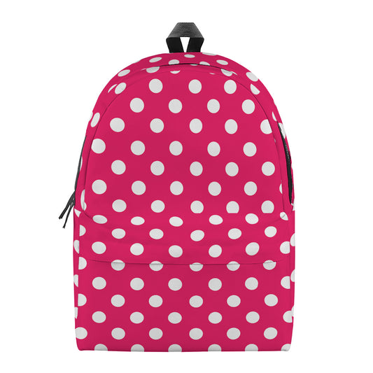 Hot Pink And White Polka Dot Print Backpack