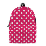 Hot Pink And White Polka Dot Print Backpack