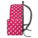 Hot Pink And White Polka Dot Print Backpack