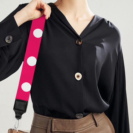 Hot Pink And White Polka Dot Print Bag Strap