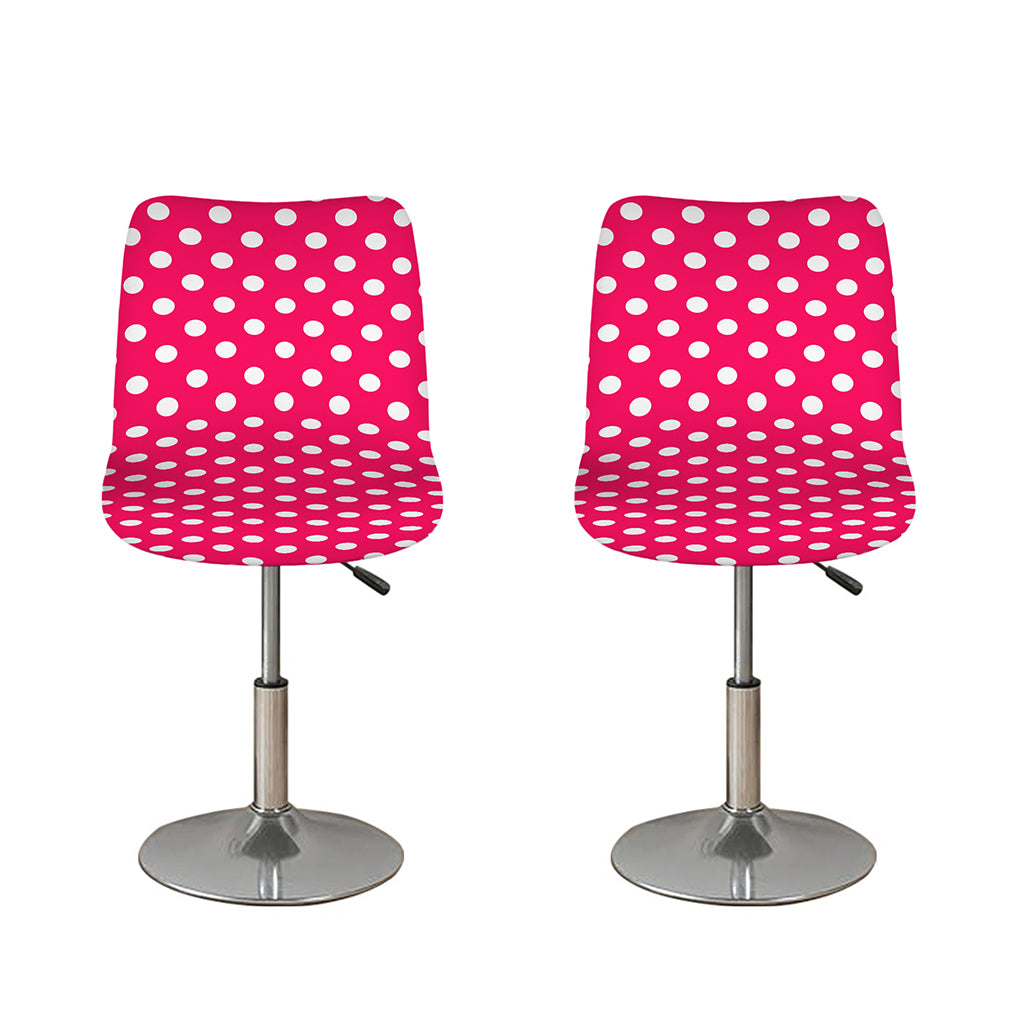 Hot Pink And White Polka Dot Print Bar Stool Covers