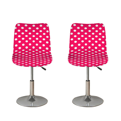 Hot Pink And White Polka Dot Print Bar Stool Covers