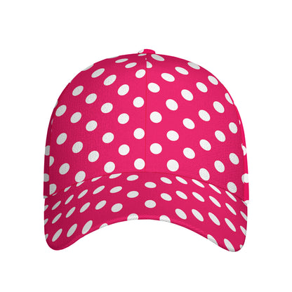 Hot Pink And White Polka Dot Print Baseball Cap