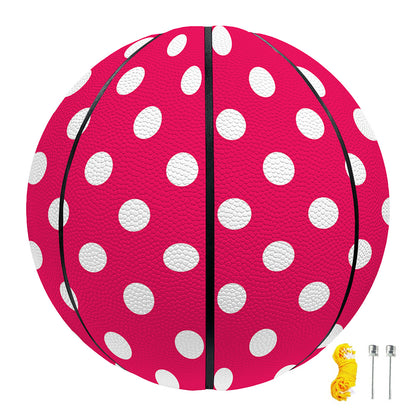 Hot Pink And White Polka Dot Print Basketball