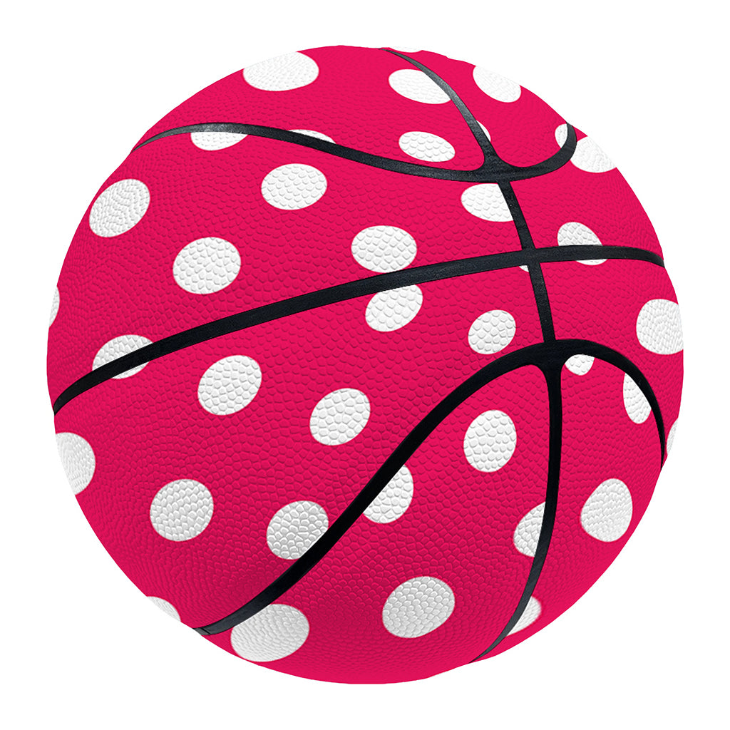 Hot Pink And White Polka Dot Print Basketball