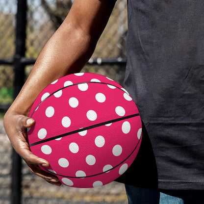 Hot Pink And White Polka Dot Print Basketball