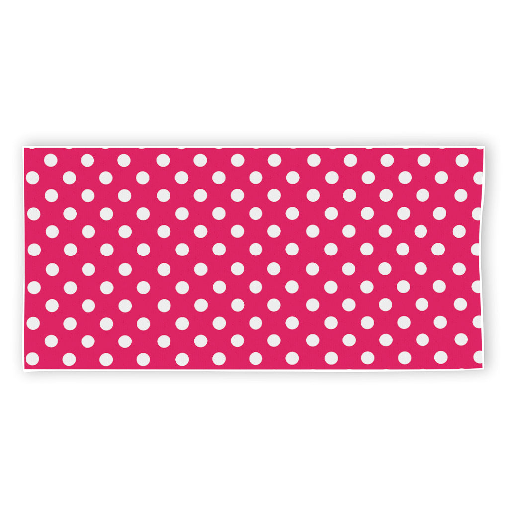 Hot Pink And White Polka Dot Print Beach Towel
