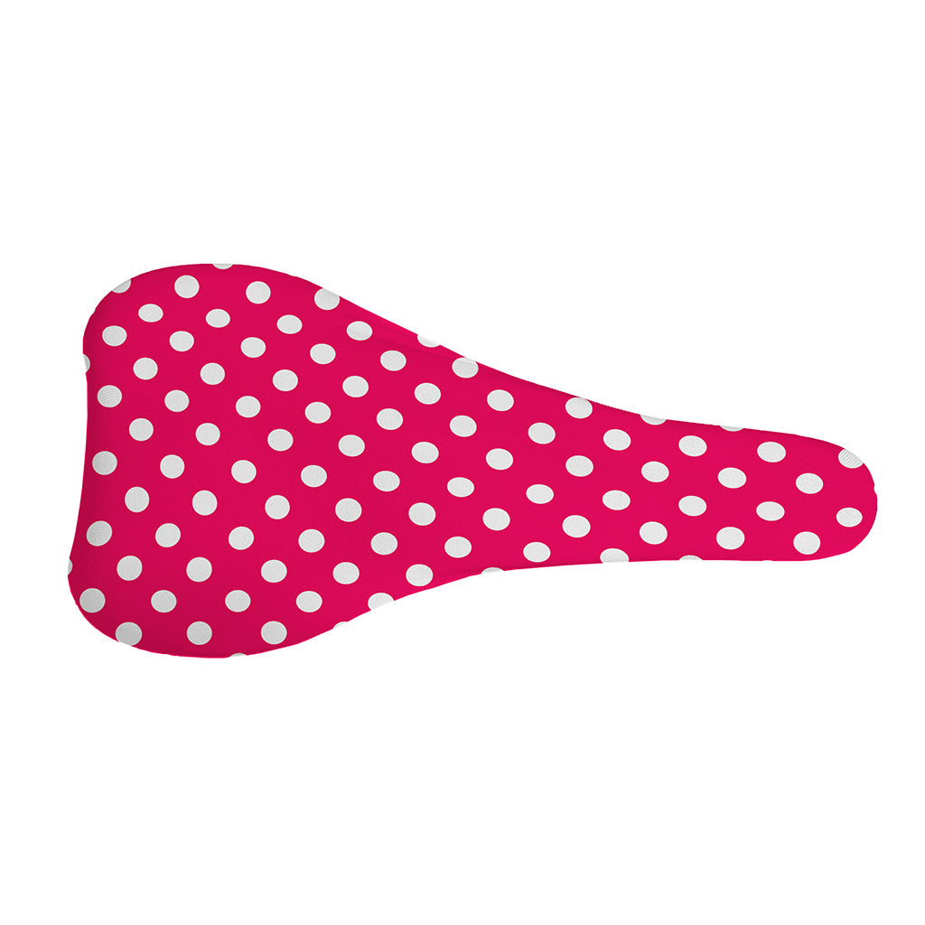 Hot Pink And White Polka Dot Print Bicycle Seat Cover
