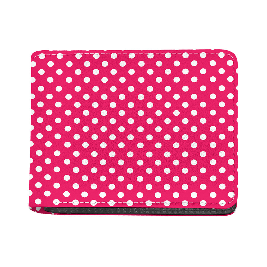 Hot Pink And White Polka Dot Print Bifold Wallet