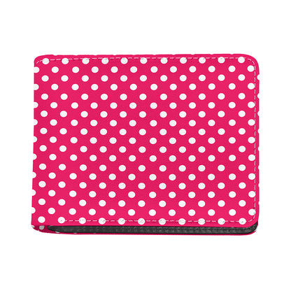 Hot Pink And White Polka Dot Print Bifold Wallet