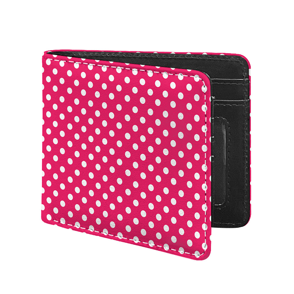 Hot Pink And White Polka Dot Print Bifold Wallet