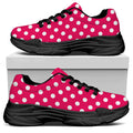 Hot Pink And White Polka Dot Print Black Chunky Shoes