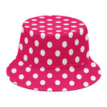 Hot Pink And White Polka Dot Print Bucket Hat