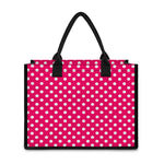 Hot Pink And White Polka Dot Print Canvas Tote Bag