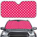 Hot Pink And White Polka Dot Print Car Windshield Sun Shade