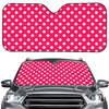 Hot Pink And White Polka Dot Print Car Windshield Sun Shade