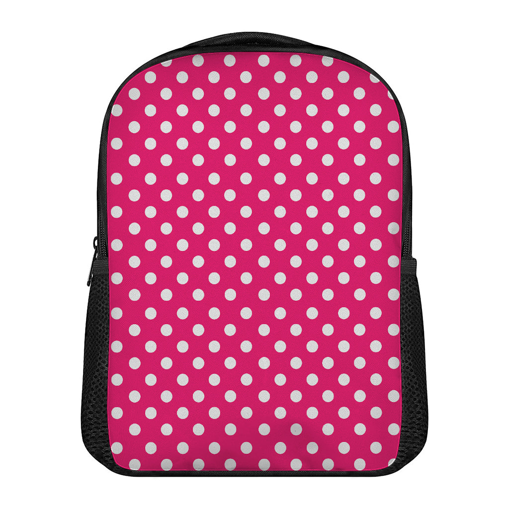 Hot Pink And White Polka Dot Print Casual Backpack