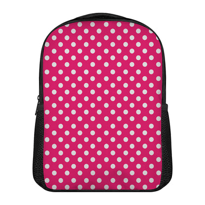 Hot Pink And White Polka Dot Print Casual Backpack
