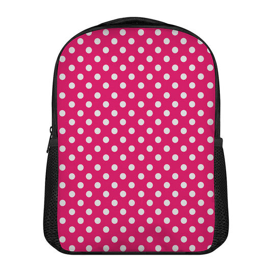 Hot Pink And White Polka Dot Print Casual Backpack
