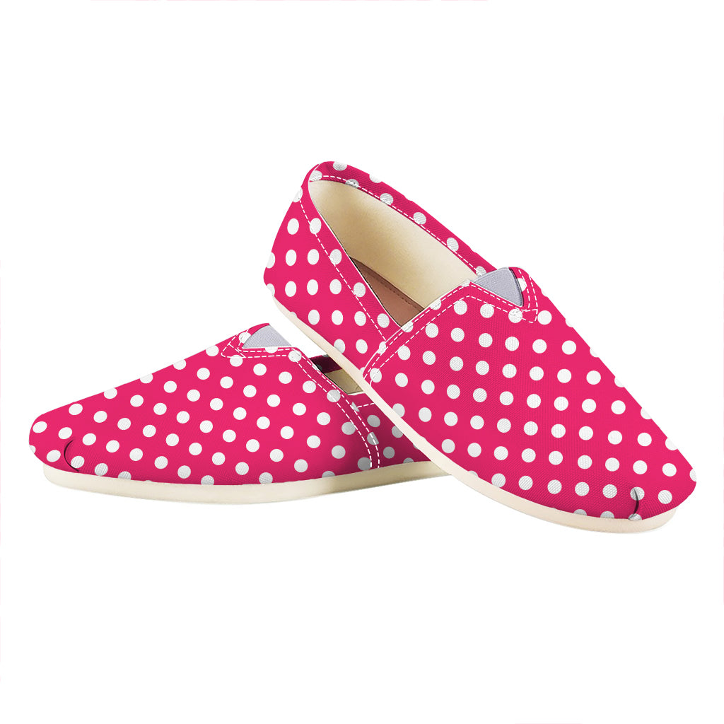 Hot Pink And White Polka Dot Print Casual Shoes