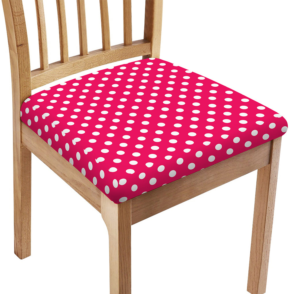 Hot Pink And White Polka Dot Print Chair Cushion Cover