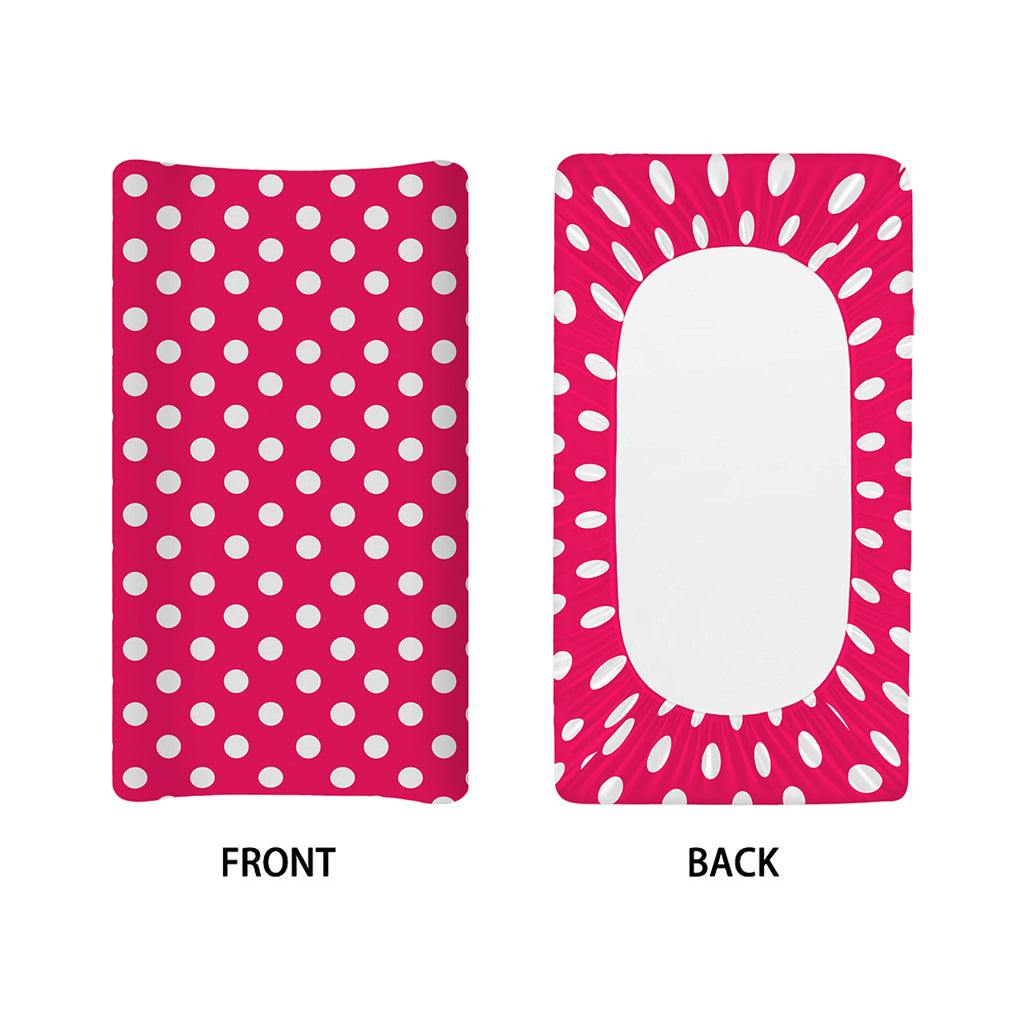 Hot Pink And White Polka Dot Print Changing Pad Cover