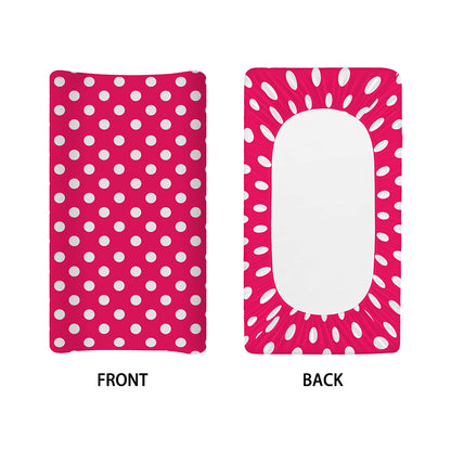 Hot Pink And White Polka Dot Print Changing Pad Cover