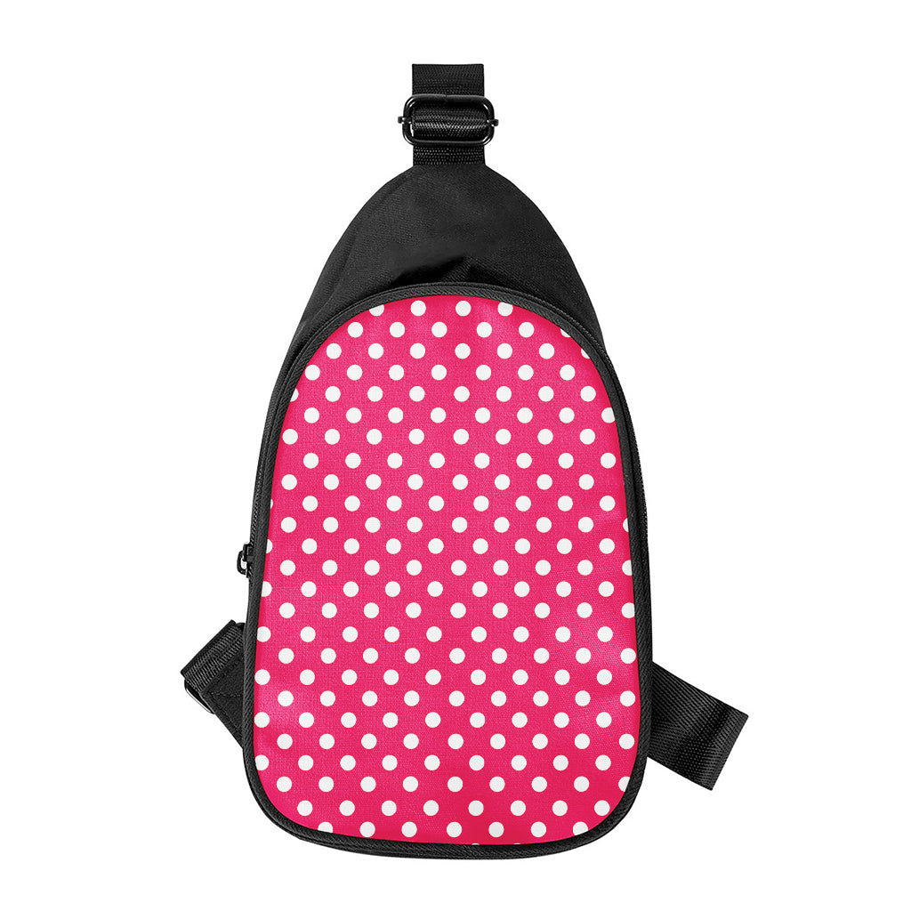Hot Pink And White Polka Dot Print Chest Bag
