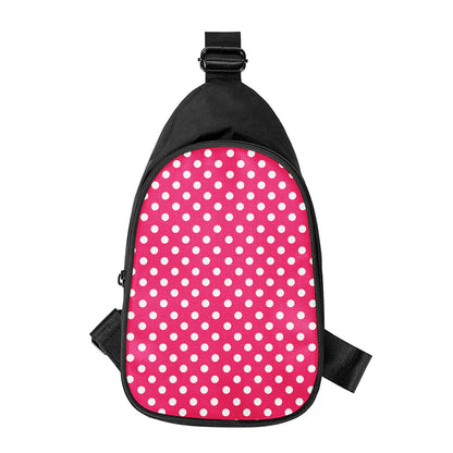Hot Pink And White Polka Dot Print Chest Bag