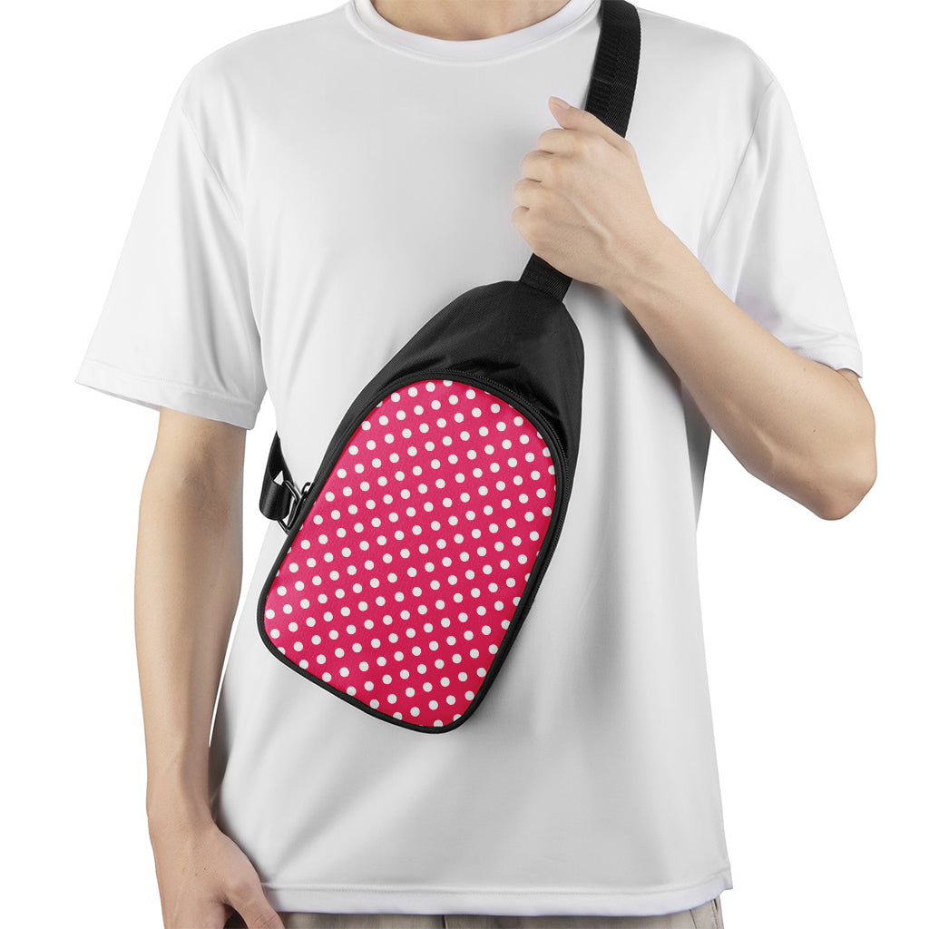 Hot Pink And White Polka Dot Print Chest Bag