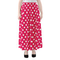 Hot Pink And White Polka Dot Print Chiffon Maxi Skirt