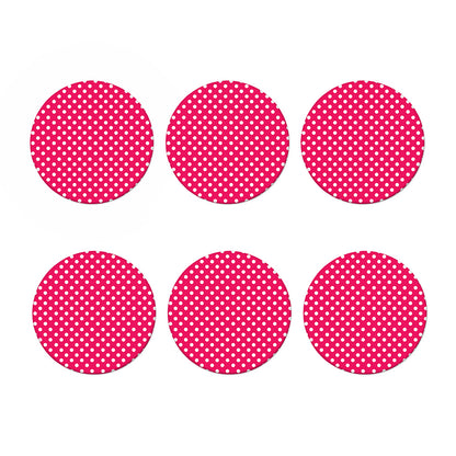 Hot Pink And White Polka Dot Print Coaster Set
