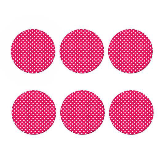 Hot Pink And White Polka Dot Print Coaster Set