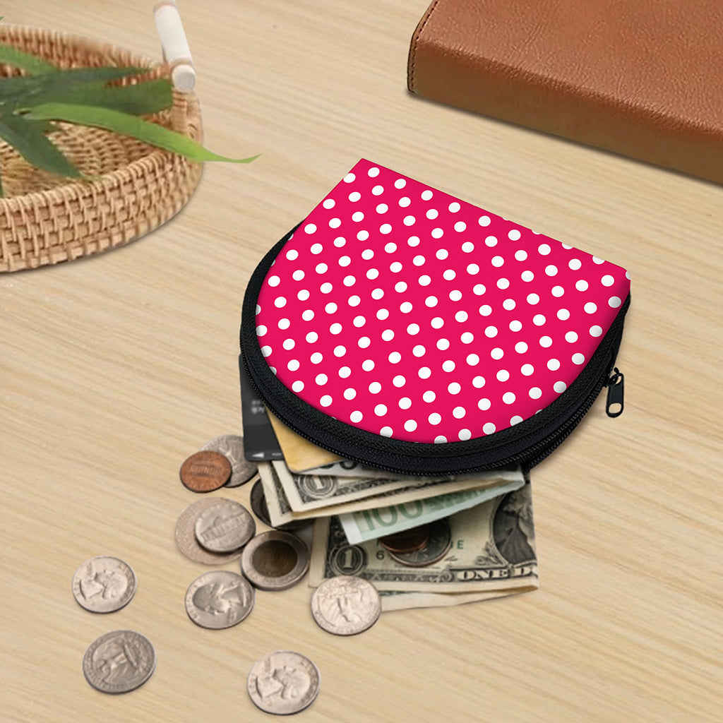 Hot Pink And White Polka Dot Print Coin Purse