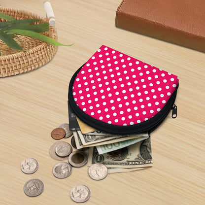 Hot Pink And White Polka Dot Print Coin Purse