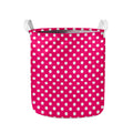 Hot Pink And White Polka Dot Print Collapsible Laundry Basket