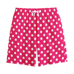Hot Pink And White Polka Dot Print Cotton Shorts