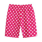 Hot Pink And White Polka Dot Print Cotton Shorts