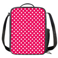 Hot Pink And White Polka Dot Print Crossbody Lunch Bag